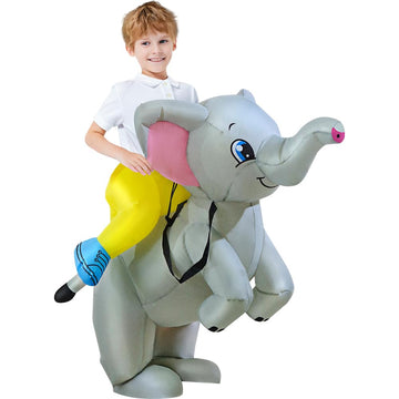 KOOY Inflatable Kids Ride On Elephant Costume - Blow Up Costume for Boy & Girl - Halloween