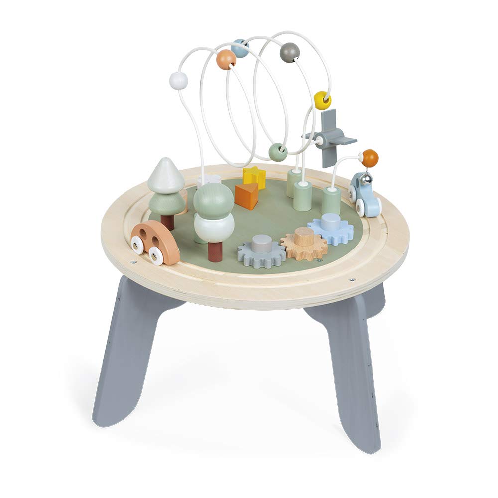 Janod J04402 Sweet Cocoon Wooden Activity Multi-Play Table Toddlers – Fine Motor Development – Non-Slip Feet – Water Painted And Fsc Certified – Suitable For Age 1 Year And Above