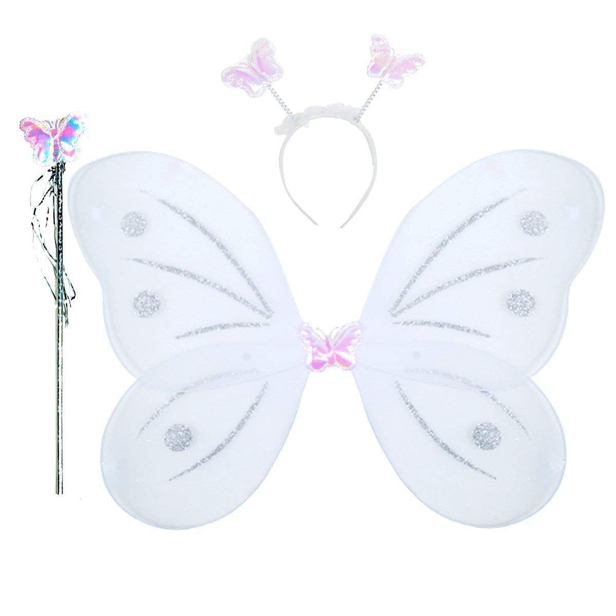 Ak Anolihk Nylon Fairy Butterfly Wings Costume For Baby Girl (Fba White Wings)
