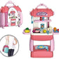 Honestum 3in1 Mobile Kitchen Set | Portable Suitcase Design | Pretend Play MultiFunction Cooking Toy with Accessories for Kid