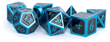 Metallic Dice games LIc019 16 mm Metal Enamel&#44 Board game - Black & Blue - Set of 7