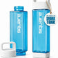 Clean Bottle Square Water Bottle 25oz BPA-Free Tritan Blue PSQ-001 for Travel with Leak Proof Carabiner Lid