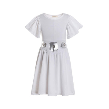 Ruikajia Rey Chewbacca Rhinestone Princess Leia Darth BB8 R2D2 Costume (White, 7 Years)