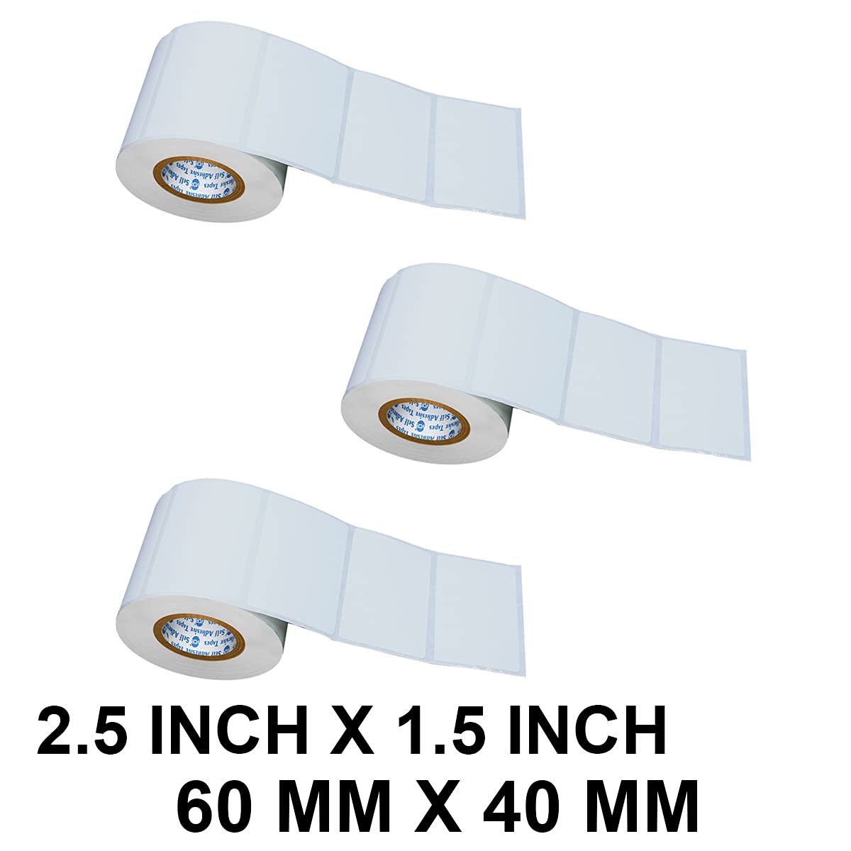 Vcr 2.5 X 1.5 Direct Thermal Barcode Label Sticker - 2.5 X 1.5 Inches - 60Mm X 40Mm - 500 Labels Per Roll - Pack Of 3 Rolls - Wh