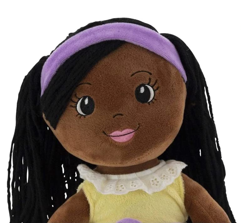 Plushible Plush Baby Doll - 18 Inch Rag Dolls For Girls, Infants, Toddlers, & Babies - Black Yarn Hair - Large Plushie Toys - Ka