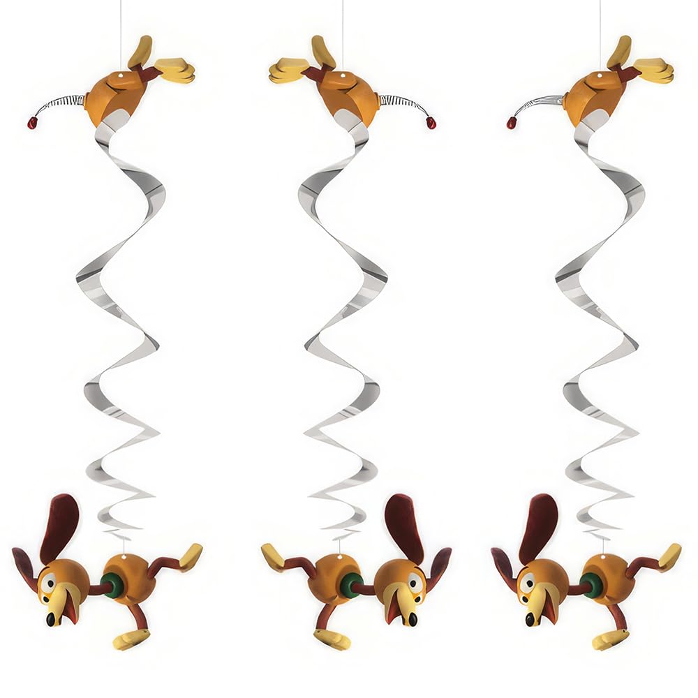 Toy Story Slinky Dog Hanging Swirl Decorations - 26, Silver, 3 Pcs