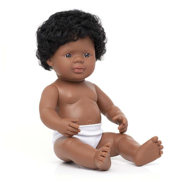 Miniland 15'' Anatomically Correct Baby Doll, African-American Boy