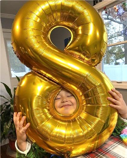 Gold Foil Number 8 Balloon 40 Inch, Helium Mylar Eight Number 8 18 28 38 48 58 88 Birthday Balloons, 8Th Gold Women Men Wedding
