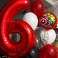 Red Number 6 Balloon 40 Inch, 6 Balloon Number, 6Th Birthday Decorations, Red Party Supplies For Boys Girls