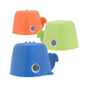Nuby Whale Bath Cups - 3 Stacking Cups - Baby Bath Toys For Boys And Girls 9+ Months