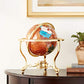 Unique Art 13-Inch Tall Table Top Amberllite Pearl Gold Stand Gemstone World Globe With Gold Tripod Stand