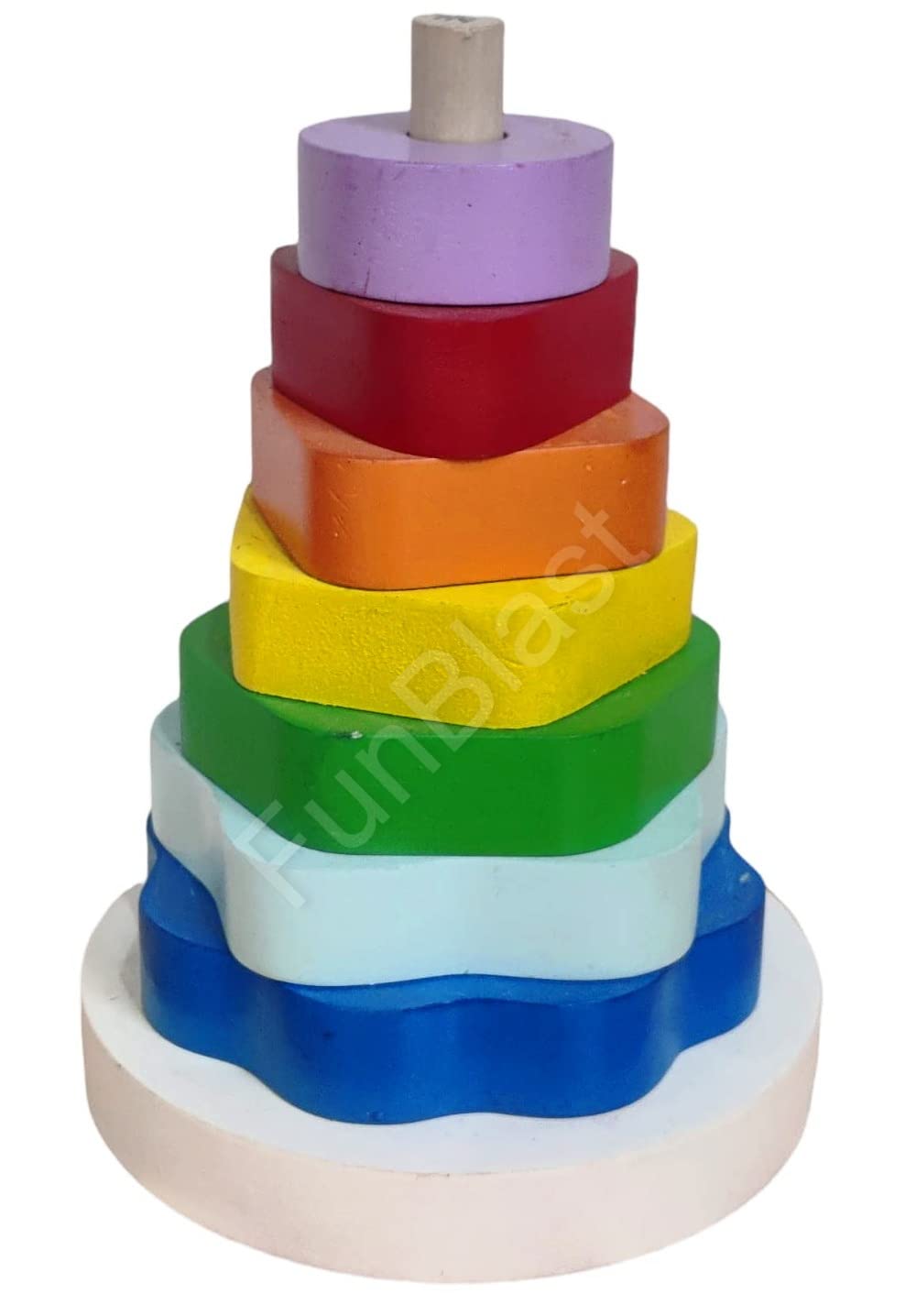 Funblast Wooden Stacking Tower For Kids  Rainbow Stacking And Sorting Tumble Tower For Kids, Sorting, Stackings And Plugging; S