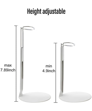 Upvolcora White Adjustable Dolls Stands Display Holder, 8'' To 12'' Dolls Or Action Figures Shelf, Waist Is 2 To 2.5 Inches Wide
