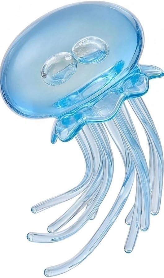 Glitter Jellyfish Squishy, Taba Squishy, Blue Jellyfish Sensory Toy for Stress Relief and Focus Improvement, Soft Squeezable Fid