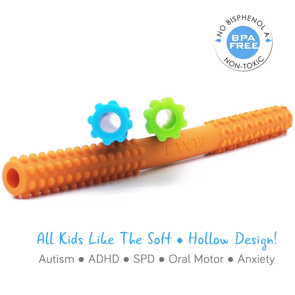 Hollow Chew Tubes Sensory Chew Toys For Autistic Children(2 Pack), Alt. To Chew Necklaces For Sensory Kids, Teething, Oral Motor