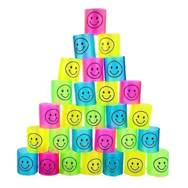 VTL Mini Rainbow Spring Toy for Kids with Smiley Face, Mini Stretchable Coil Spring Toy, Party Return Gifts, Stress Relief & Sen