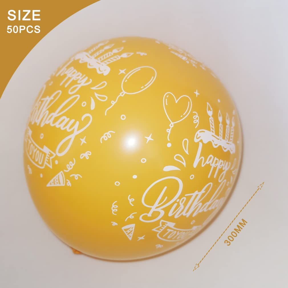 Taihebb Orange Birthday Balloons, 50 Pcs Letter Print Balloons For Girls, Birthday Party Decoration, Suitable For Baby Shower