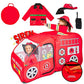 Kiddey Fire Truck Tent For Kids | Firetruck Play Tents With Sirens And Fireman Sounds For Girls, Boys, & Toddlers Gifts | Red Fire Engine Pop Up Playhouse With Costume | Indoor & Outdoor Baby Tent