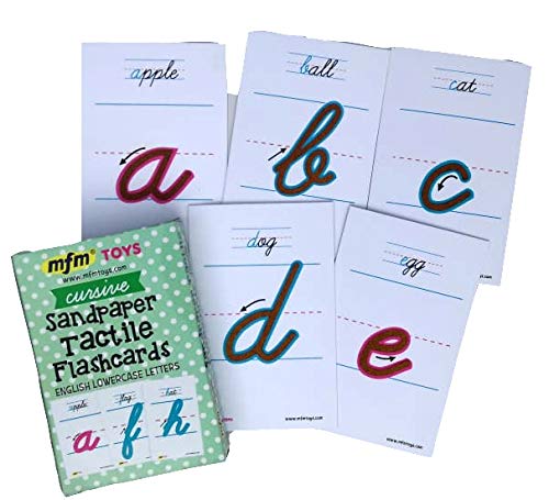 Mfm Toys Montessori Sandpaper Tactile Flashcards (Cursive Lowercase)