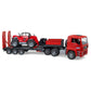 Bruder Man TGA Low Loader Truck with Manitou Loader - Red, Model 02774, Plastic Construction