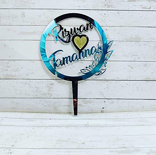Bright Wood Craft Personalized Name Couple Cack Topper For Cake Decoration