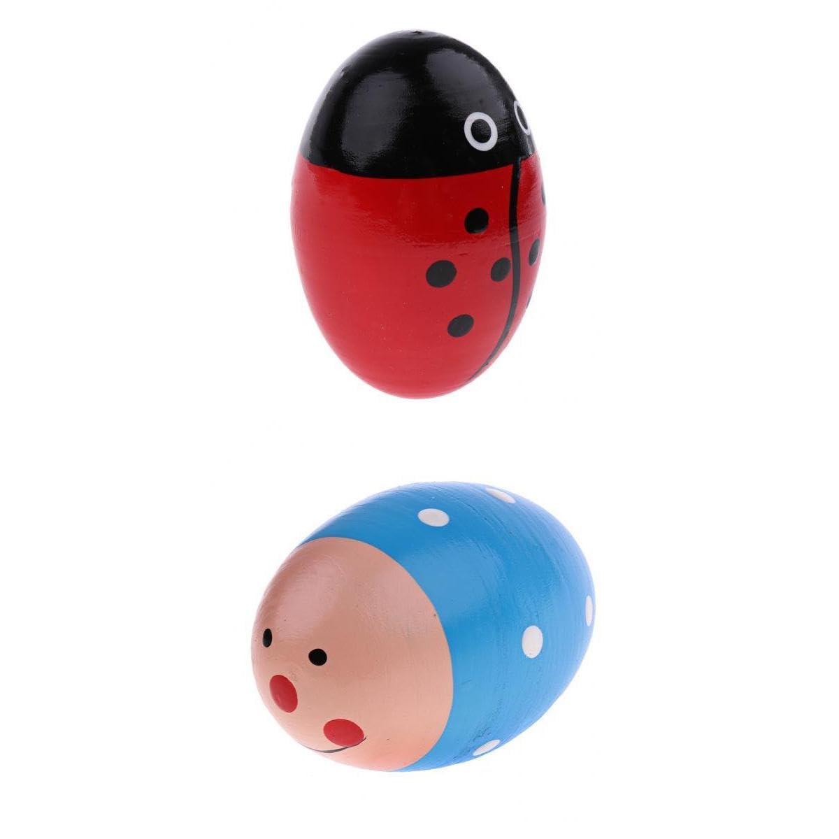 Atorse 2 Pieces Wood Hand Shaker Egg Intelligence Percussion Toy For Early Learning