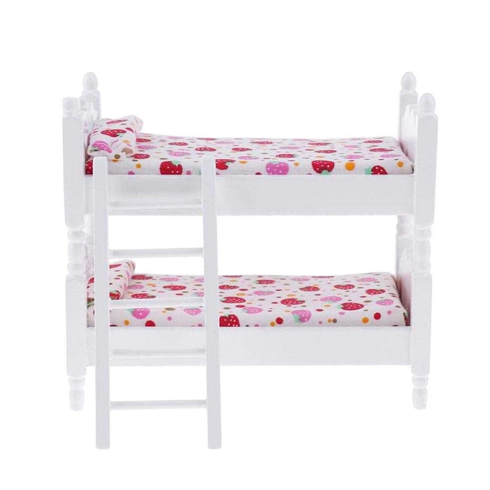Z Mayabbo Wooden Dollhouse Furniture Of Baby Bunk Bed With Ladder For Miniature Dollhouse Accessories - 1/12 Scale