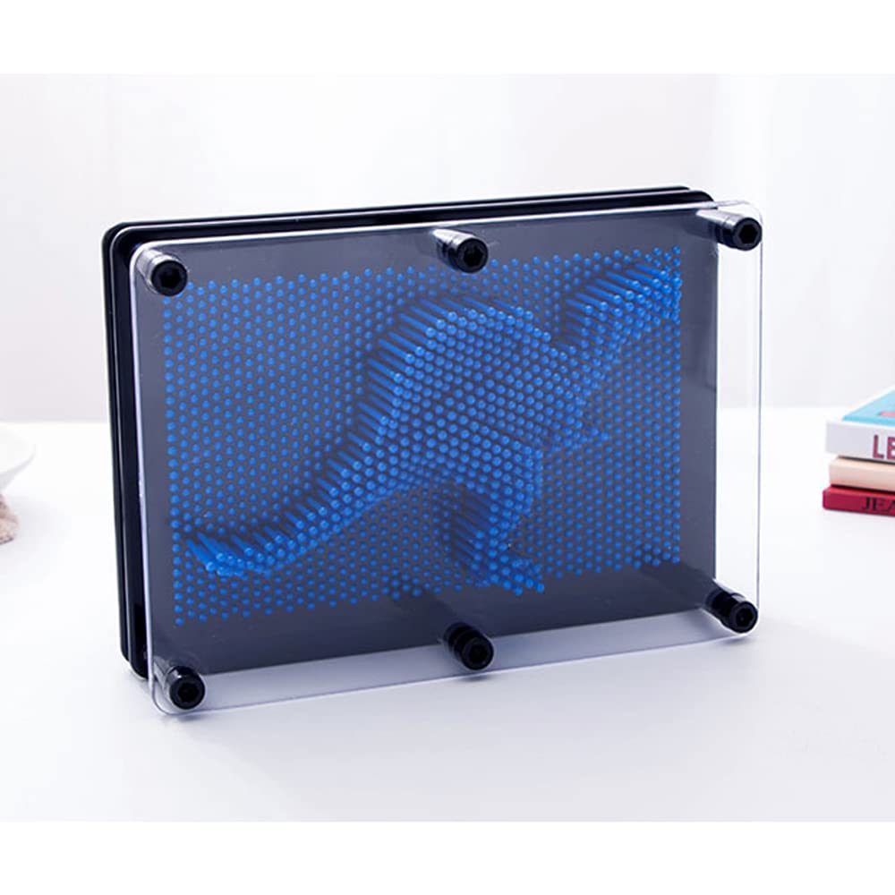 Sharkwill 3D Pin Art Intellectual Fun Toy Blue Plastic Pin Art Palm Board Push Pin Toy (Blue-6 X 8 Inches)