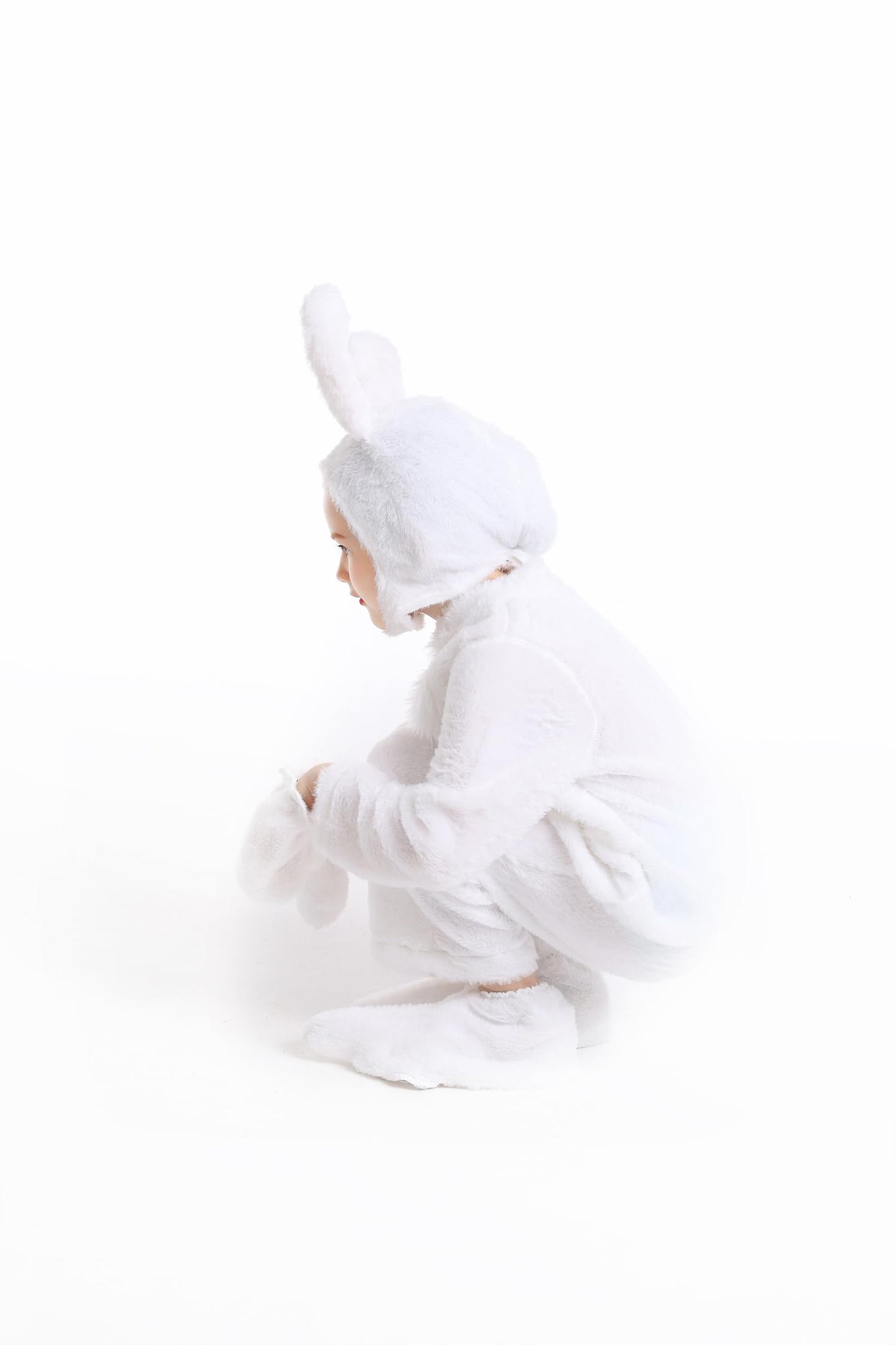 XSDZSWQY Kids Easter Bunny Costume White Rabbit Animal Plush Set Onesie for Child Christmas Halloween Cosplay Onepiece. (White,
