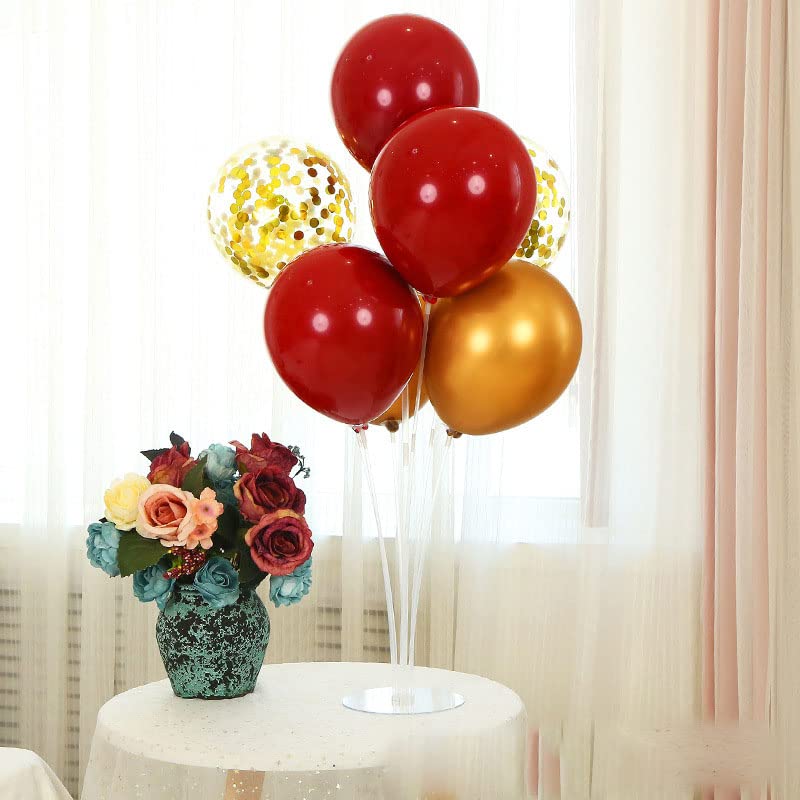 Zjdhpty Red And Gold Balloon Stand Centerpiece Table Decorations For 49Ers Party Birthday Graduation Wedding Mother'S Day Annive