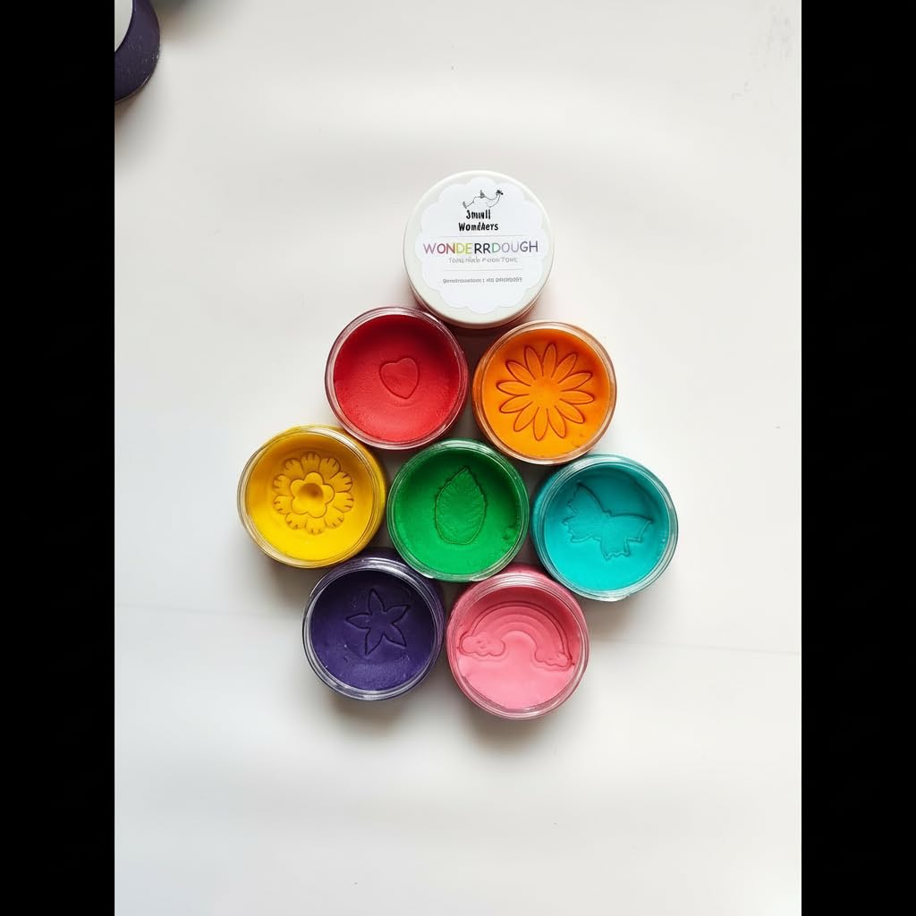 Small Wonderrs Wonderrdough Rainbow Colours Play Dough Set  7 Jars X 1350G, NonToxic, TasteSafe, Food Grade Modeling Clay For