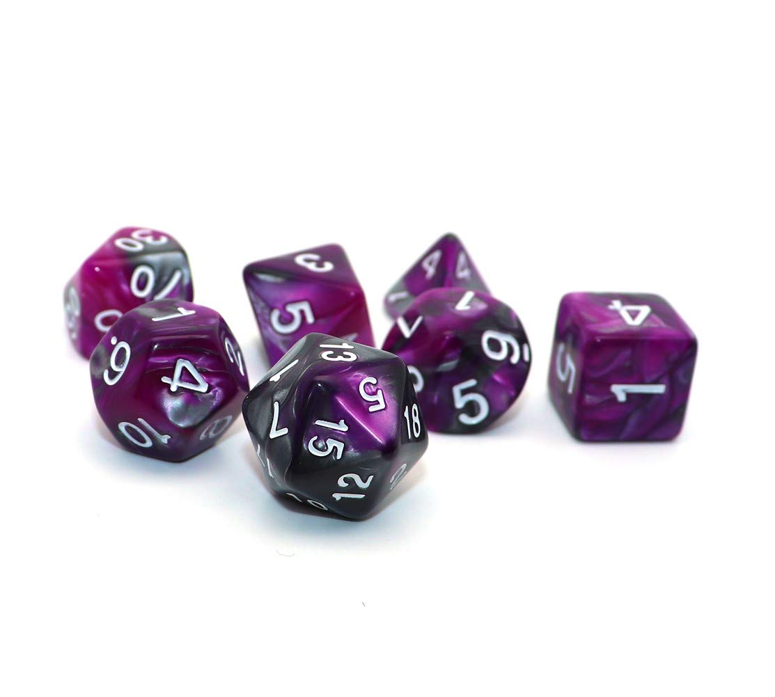 CREEBUY DND Dice RPG Polyhedral Dice Set for Dungeon and Dragons MTG Role Playing Games Dice Set(Purple & Silver)