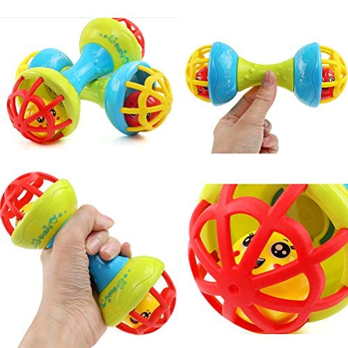 Trendy Dukaan Dumbbell BPAfree and Non Toxic Rattle Toys for Babies (Multicolour)  Pack of 2