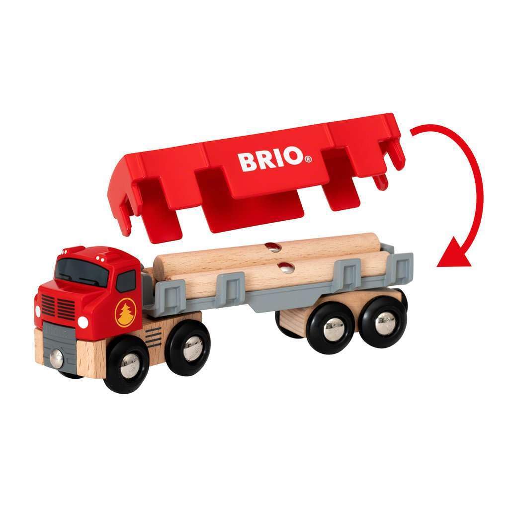BRIO World 33657 - Lumber Truck | 6-Piece Wooden Toy Train Set | Ideal for Kids Ages 3 and Up | Made with Sustainable Wood | Mag