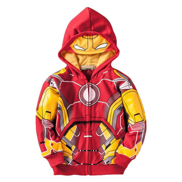 Lemonbaby Little Kids Unisex Boys Girls Superhero Cool Jacket Sweatshirt Hoodie Coat Costume (Ironman, 3Y)