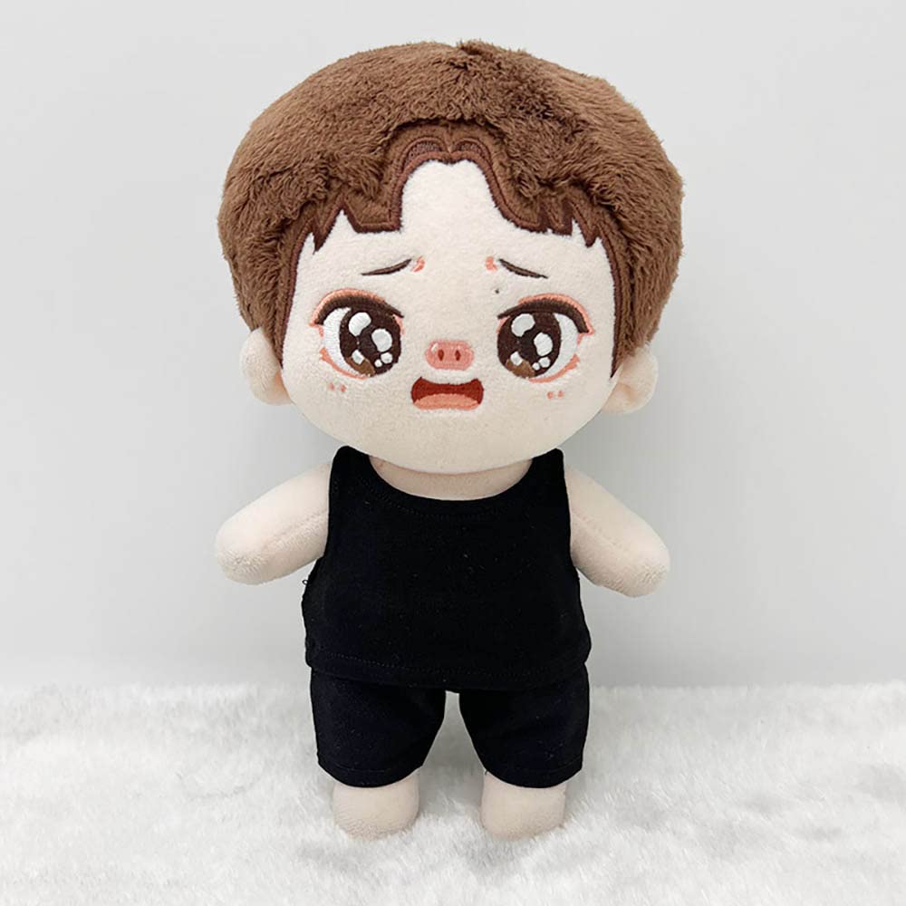 Niannyyhouse 10Cm Plush Doll Clothes Solid Color Vest Sleeveless T-Shirt Doll Dress Up (White+Black, 10Cm)