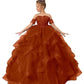 ZPVP Tulle Princess Girls Pageant Dress Tiered Ruffles Flower Girl Dress Beaded Appliques Wedding Party Costumes Burnt Orange US