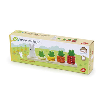 Tender Leaf Toys - Counting Carrots - Wooden Ring Stacker - Educational Toy For Early Learning, Counting, Color Sorting, And Han