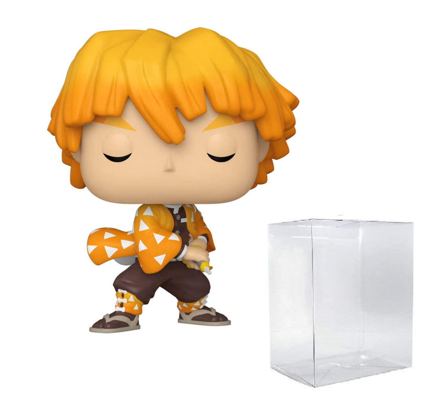 Funko Pop Animation: Demon Slayer - Zenitsu Agatsuma, Multicolor, 3.75 Inches (Bundled With Ecotek Plastic Pop Protector)