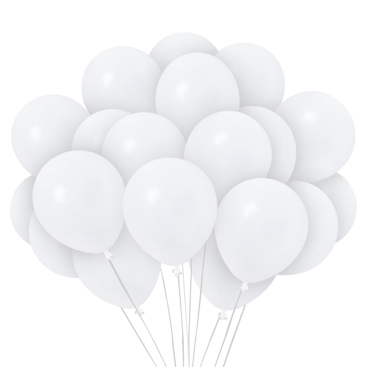 Treasures Gifted Solid White Balloons - Matte White Balloons For Party - Large White Balloons 12 Inch, White Latex Balloons - Bi