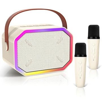Ti-Too Karaoke Machine For Kids, Portable Bluetooth Karaoke Machine With 2 Microphones For Kids Adults Toddler. Christmas Toys For 3 4 5 6 7 8 9 10 11 12 Year Old Birthday Gift.(Beige)