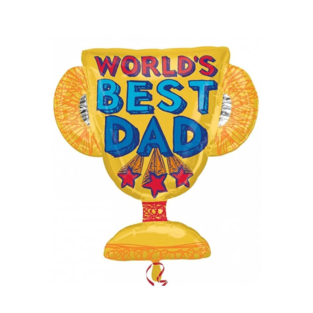 Amscan Worlds Best Dad Trophy Shape 27 Mylar Foil Balloon