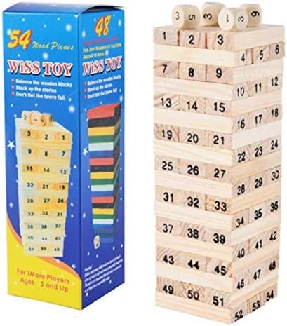 Ereteken Art Block Stacking Games  Classic Wooden Educational Toy Building Block Puzzle Board Games For Toddler Kids Age 38 Wi