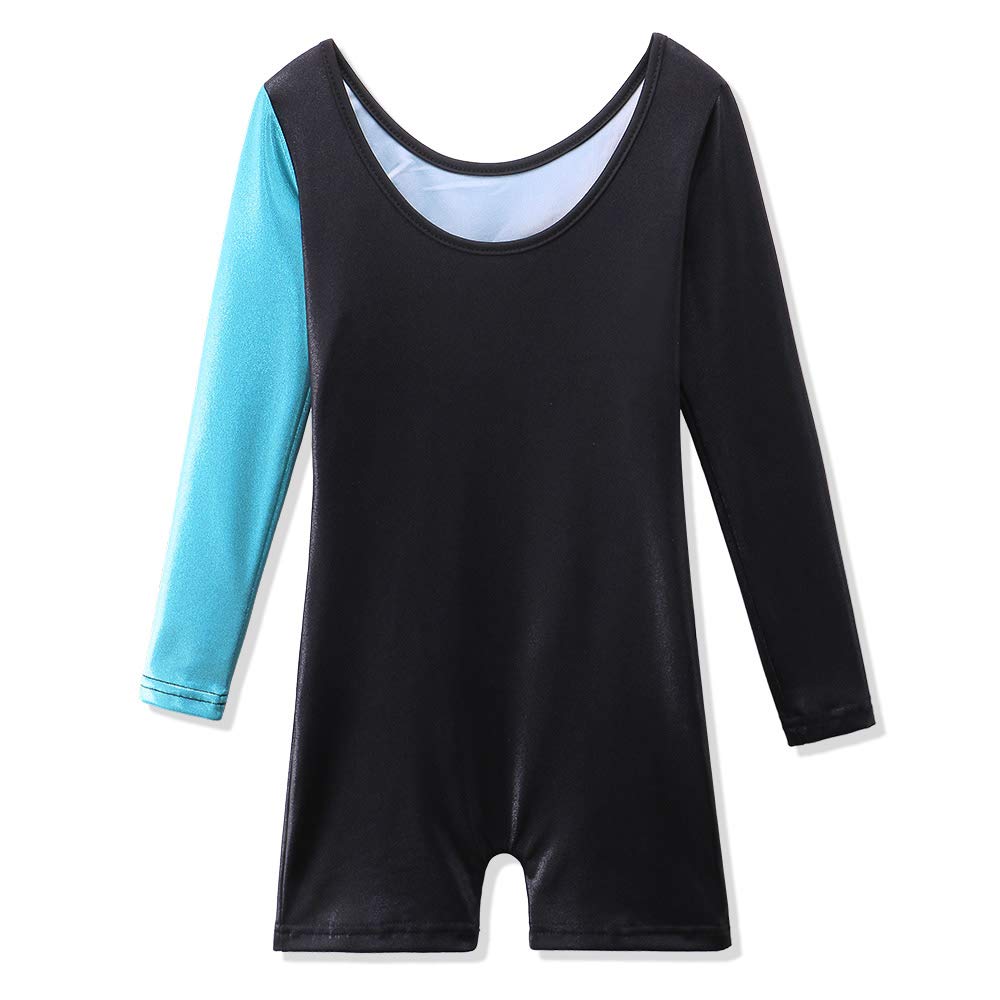 Baohulu Leotard For Toddler Girls Gymnastics Shorts Sparkle Embroidery Tank Biketards One Piece B196_Blackblue_100