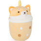 MMguai 14 inch Cute Big Boba Tea Shiba Inu Dog Plush Soft Hugging Pillow,Large Corgi Brown Pearl Milk Tea Stuffed Animals Toy Do