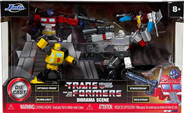 Jada Toys Transformers G1 Diorama Scene 2.75' 4-Pack Die-Cast Collectible Figures, Toys For Kids And Adults