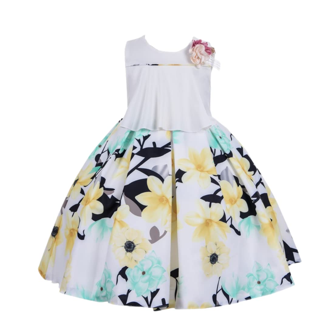 Cosplay Life Floral Dress for Girls and Young mature-themeds Fashion Flower Waistline Kids Party Festival Dress Ages 5-9 Years Old (Yellow  9YRS)