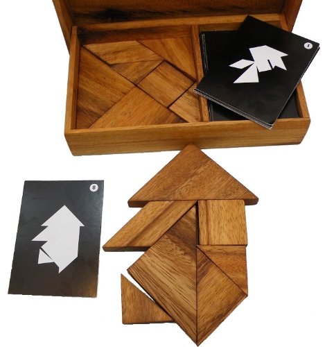 Winshare Logic Tangram Set - Wooden Puzzle Game with Play Cards, Unicorn 311 Size, Fun Educational Activity for All Ages