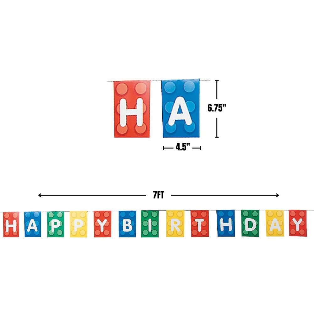 Fun Express - Block Party Garland for Birthday - Party Decor - Hanging Decor - Garland - Birthday - 1 Piece