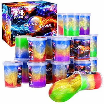 Galaxy 24 Pack, Slime Party Favors , Unicorn Color Slime Pack For Kids Goodie Bag Stuffers- Pretty Soft, Stretchy & Non Sticky S